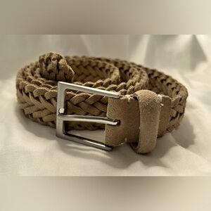Suit supply woven leather belt. 35-38” taupe.